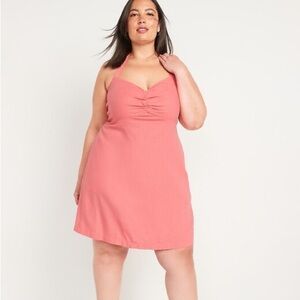 Old navy Fit & Flare Linen-Blend Halter Mini Babydoll Dress XXL